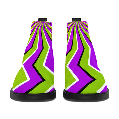 Colorful Dizzy Moving Optical Illusion Flat Ankle Boots