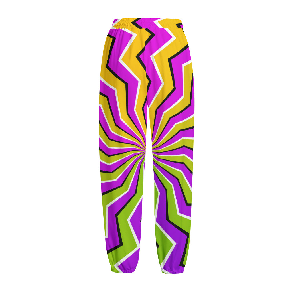 Colorful Dizzy Moving Optical Illusion Fleece Lined Knit Pants