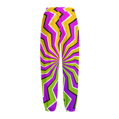 Colorful Dizzy Moving Optical Illusion Fleece Lined Knit Pants