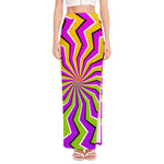 Colorful Dizzy Moving Optical Illusion High Slit Maxi Skirt