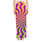 Colorful Dizzy Moving Optical Illusion High Slit Maxi Skirt