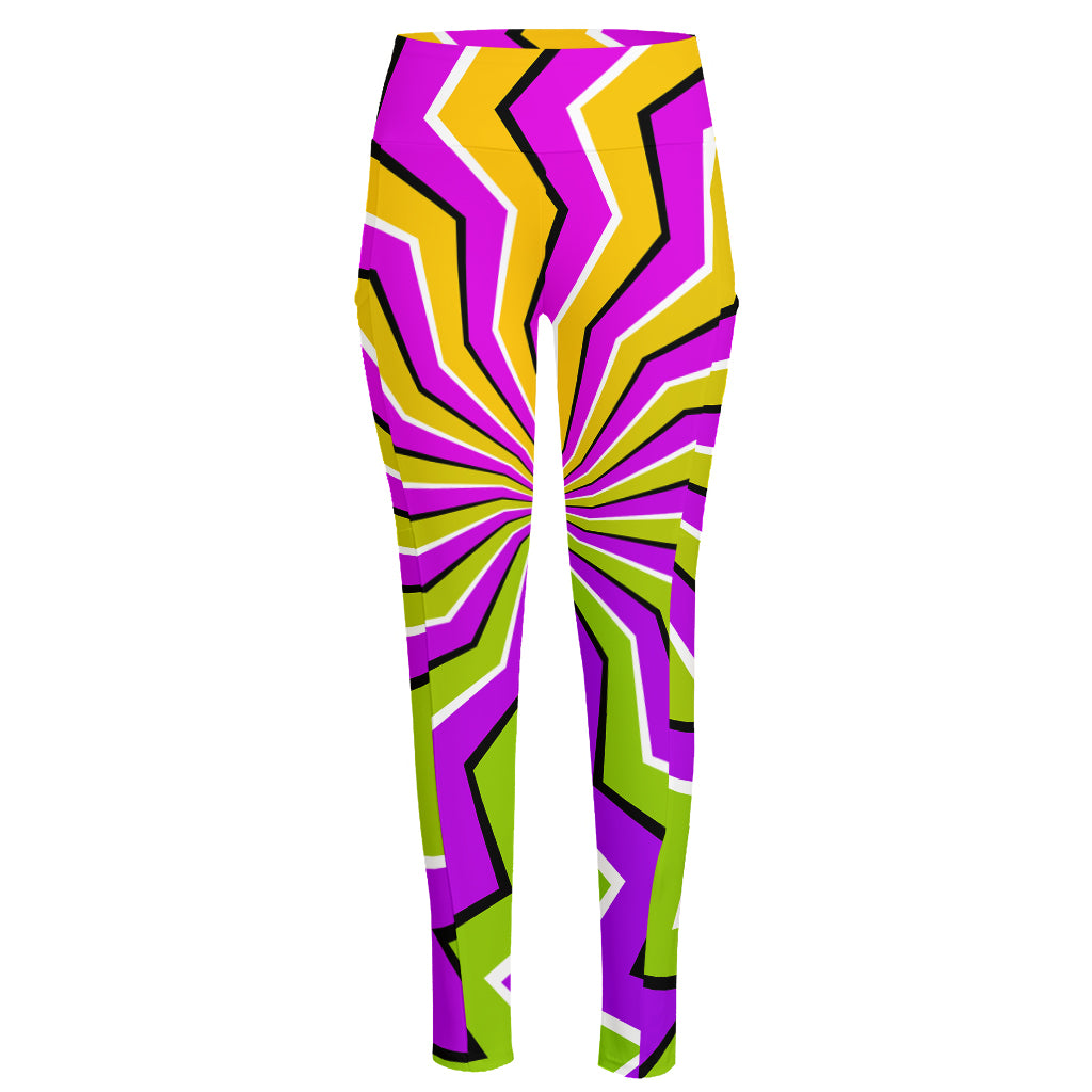 Colorful Dizzy Moving Optical Illusion High-Waisted Pocket Leggings