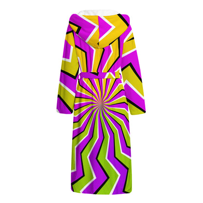 Colorful Dizzy Moving Optical Illusion Hooded Bathrobe
