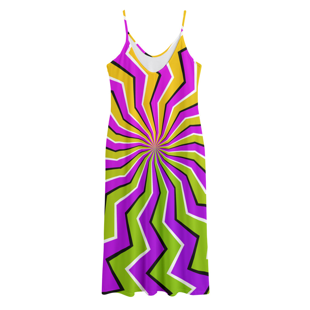 Colorful Dizzy Moving Optical Illusion Jersey Midi Cami Dress