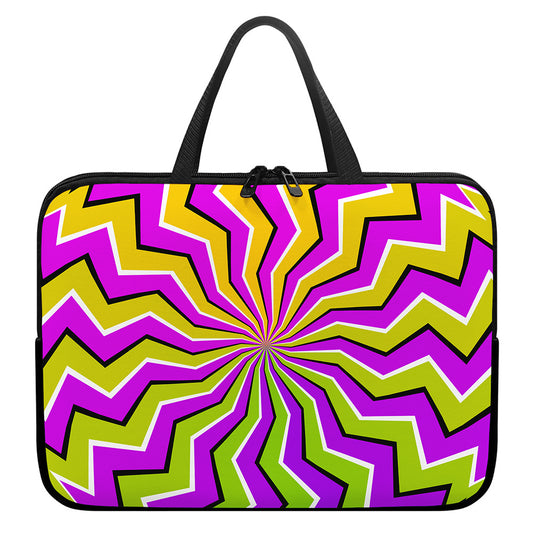 Colorful Dizzy Moving Optical Illusion Laptop Sleeve With Handle