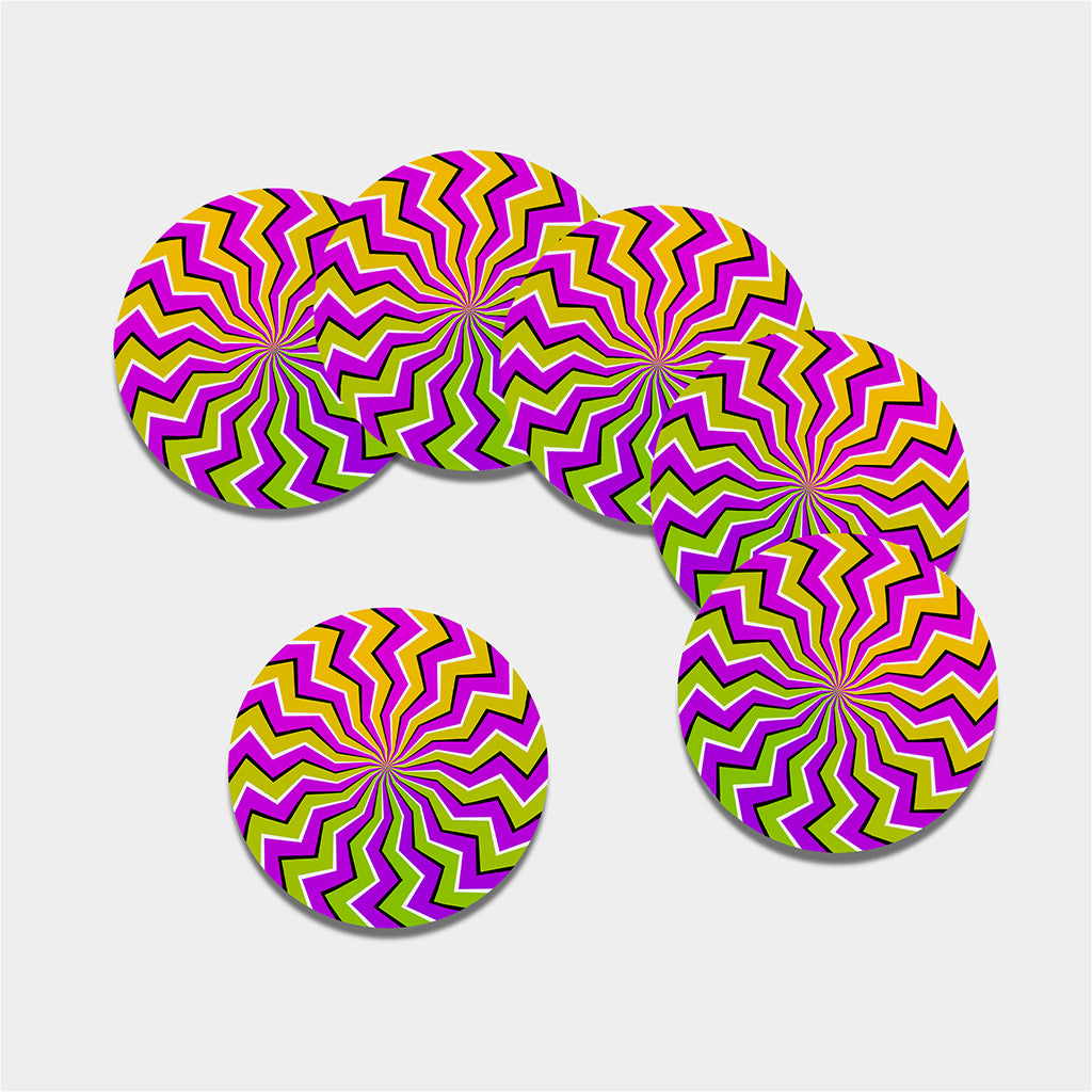 Colorful Dizzy Moving Optical Illusion Leather Coaster Set