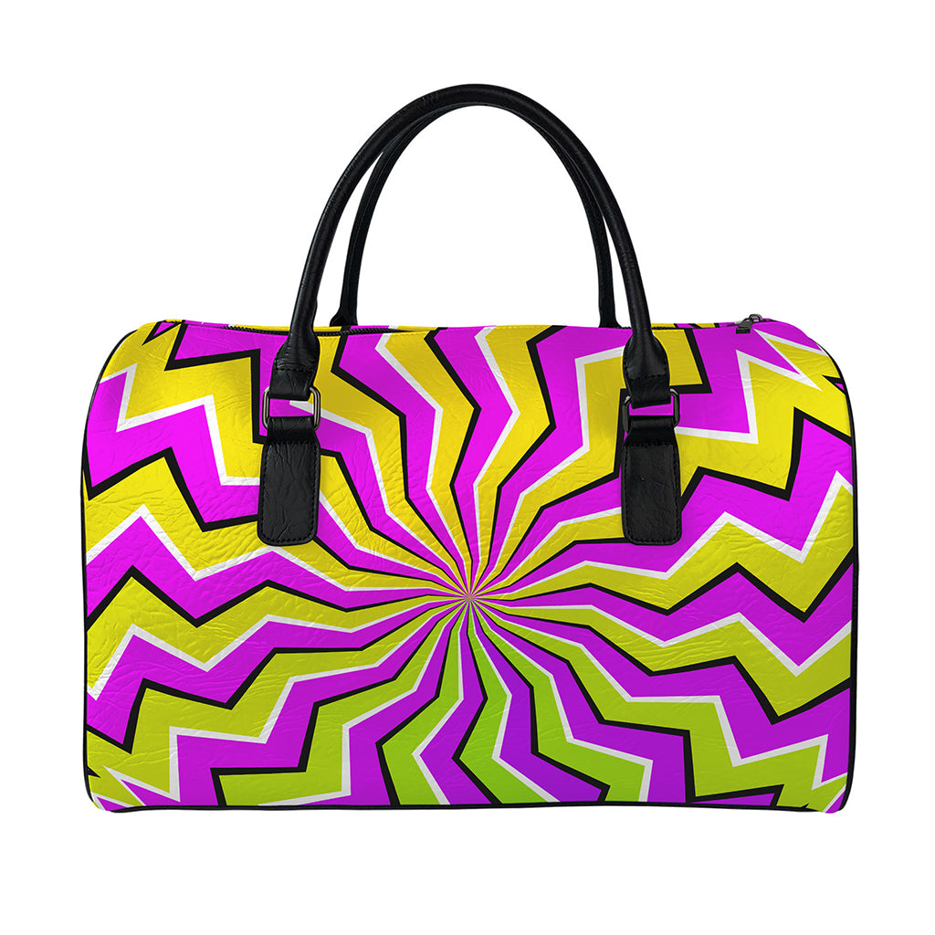 Colorful Dizzy Moving Optical Illusion Leather Duffle Bag