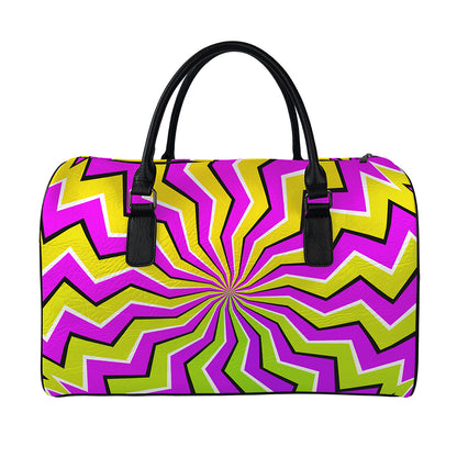 Colorful Dizzy Moving Optical Illusion Leather Duffle Bag