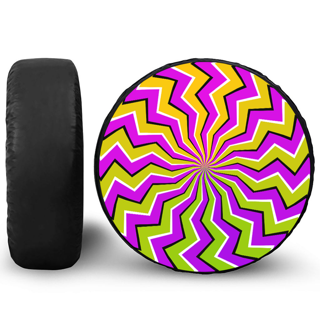 Colorful Dizzy Moving Optical Illusion Leather Spare Tire Cover