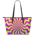 Colorful Dizzy Moving Optical Illusion Leather Tote Bag With Zipper
