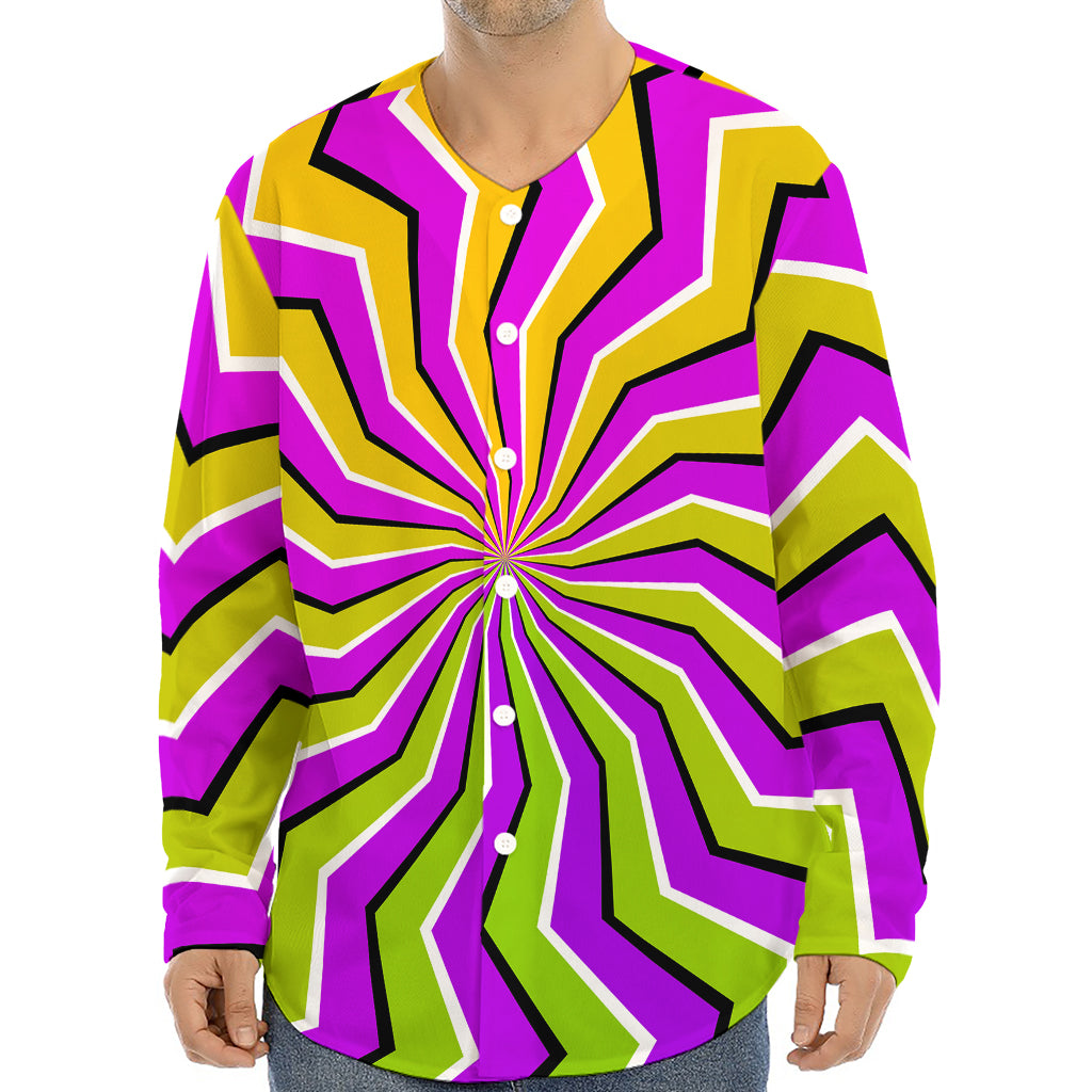 Colorful Dizzy Moving Optical Illusion Long Sleeve Baseball Jersey