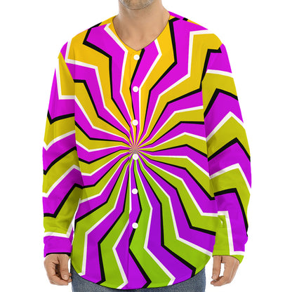 Colorful Dizzy Moving Optical Illusion Long Sleeve Baseball Jersey