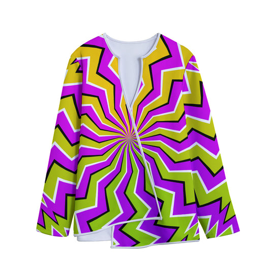 Colorful Dizzy Moving Optical Illusion Long Sleeve Short Coat