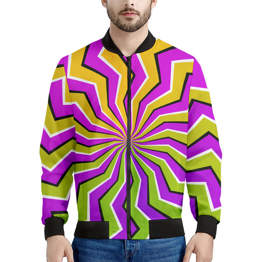Colorful Dizzy Moving Optical Illusion Men's Bomber Jacket