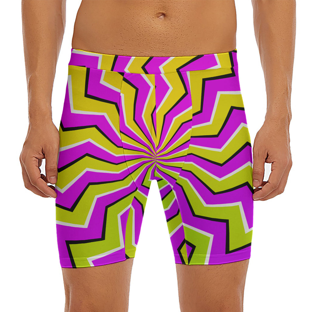 Colorful Dizzy Moving Optical Illusion Men's Long Boxer Briefs