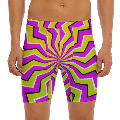 Colorful Dizzy Moving Optical Illusion Men's Long Boxer Briefs