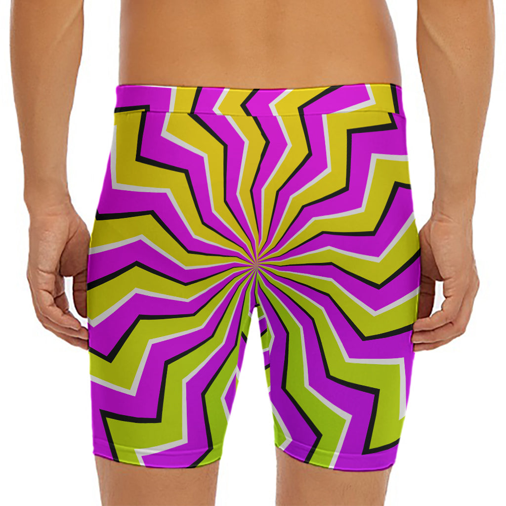 Colorful Dizzy Moving Optical Illusion Men's Long Boxer Briefs