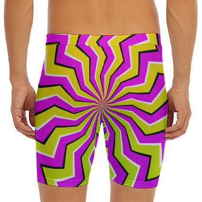Colorful Dizzy Moving Optical Illusion Men's Long Boxer Briefs