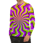 Colorful Dizzy Moving Optical Illusion Men's Long Sleeve Rash Guard