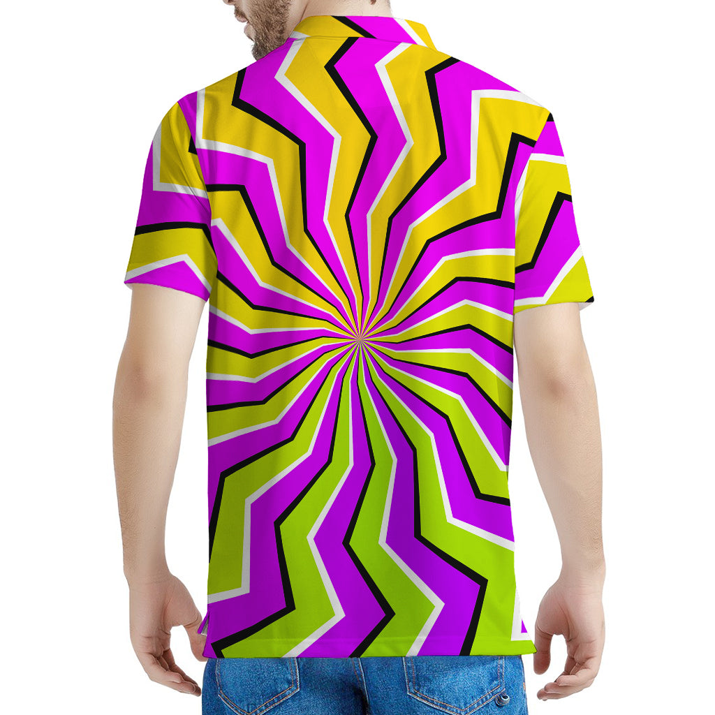 Colorful Dizzy Moving Optical Illusion Men's Polo Shirt