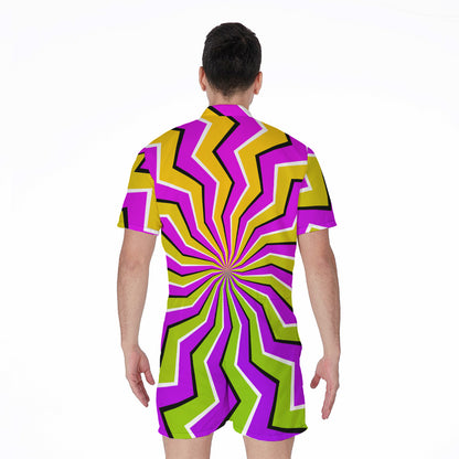 Colorful Dizzy Moving Optical Illusion Men's Rompers