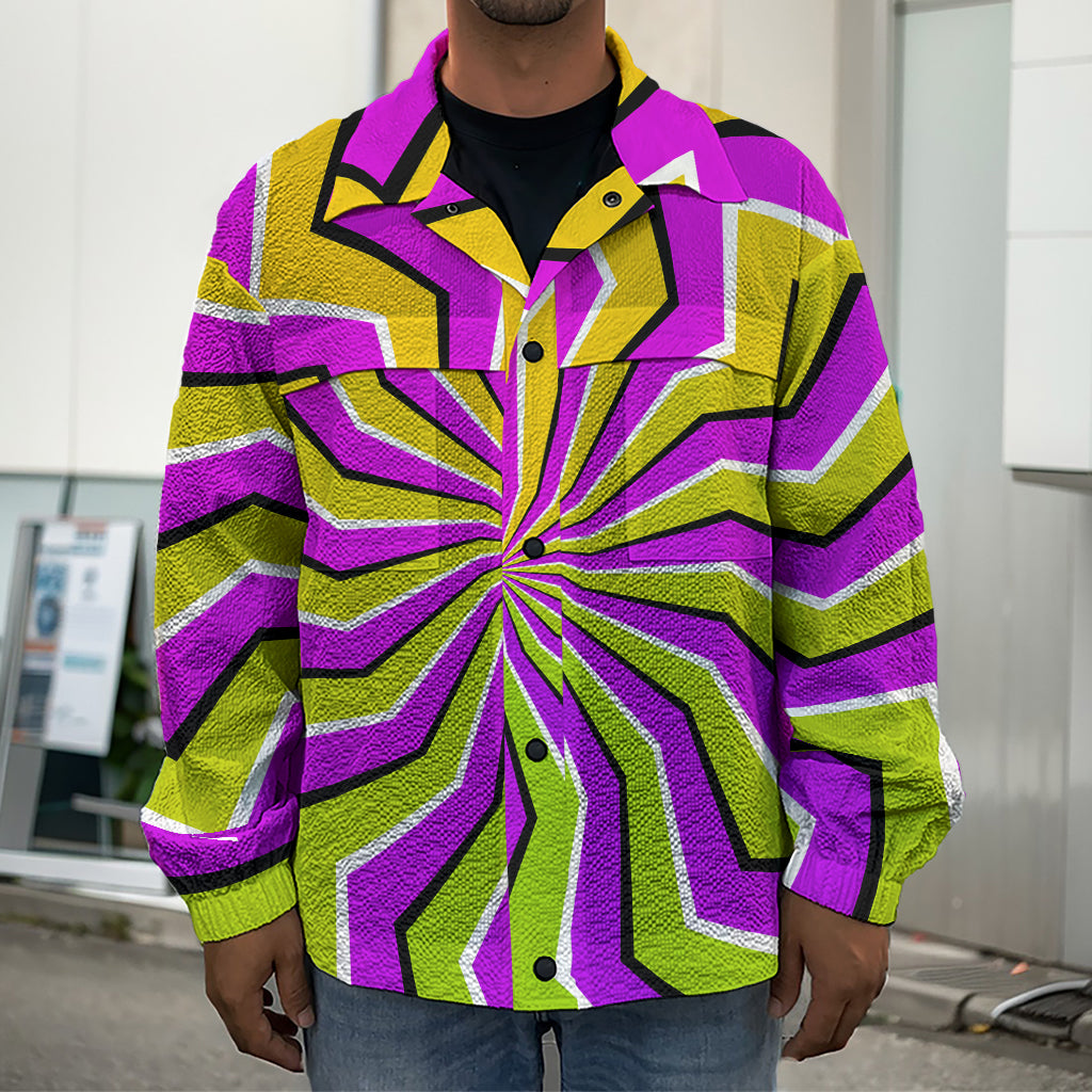 Colorful Dizzy Moving Optical Illusion Men's Shirt Jacket
