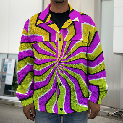 Colorful Dizzy Moving Optical Illusion Men's Shirt Jacket