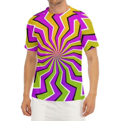 Colorful Dizzy Moving Optical Illusion Men's Short Sleeve Rash Guard