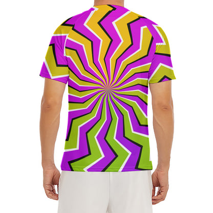 Colorful Dizzy Moving Optical Illusion Men's Short Sleeve Rash Guard