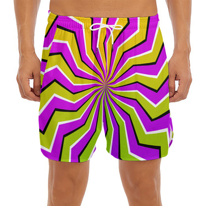Colorful Dizzy Moving Optical Illusion Men's Split Running Shorts