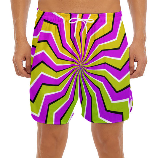 Colorful Dizzy Moving Optical Illusion Men's Split Running Shorts