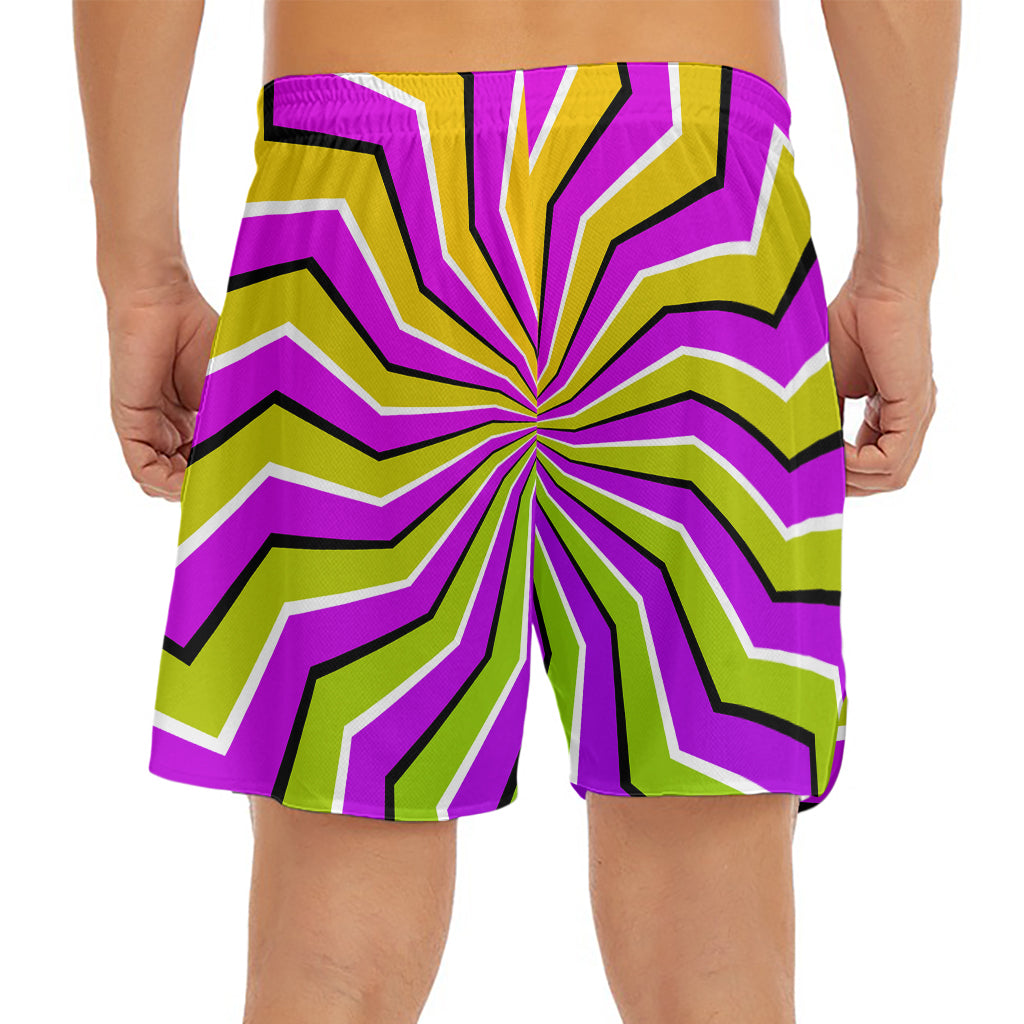 Colorful Dizzy Moving Optical Illusion Men's Split Running Shorts