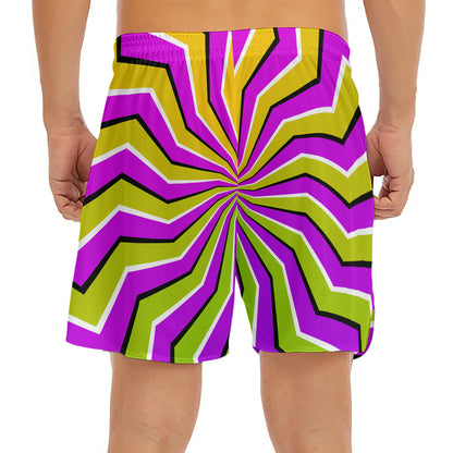 Colorful Dizzy Moving Optical Illusion Men's Split Running Shorts