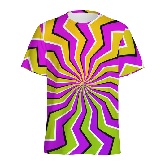 Colorful Dizzy Moving Optical Illusion Men's Sports T-Shirt