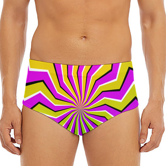 Colorful Dizzy Moving Optical Illusion Men's Triangle Swim Briefs