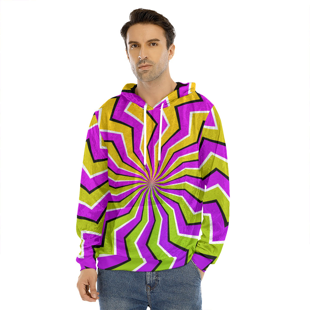Colorful Dizzy Moving Optical Illusion Men's Velvet Pullover Hoodie