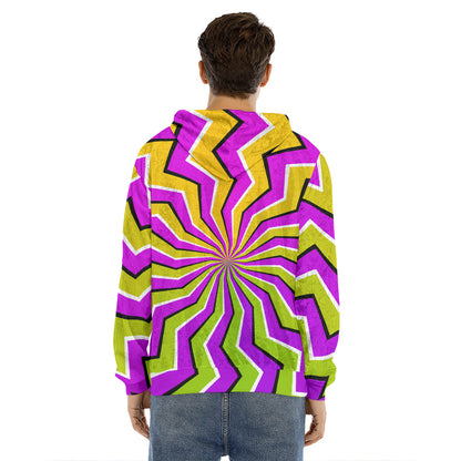 Colorful Dizzy Moving Optical Illusion Men's Velvet Pullover Hoodie
