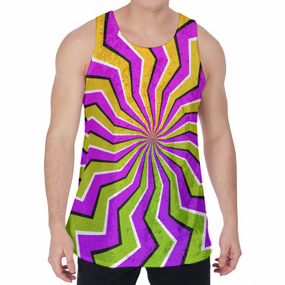 Colorful Dizzy Moving Optical Illusion Men's Velvet Tank Top