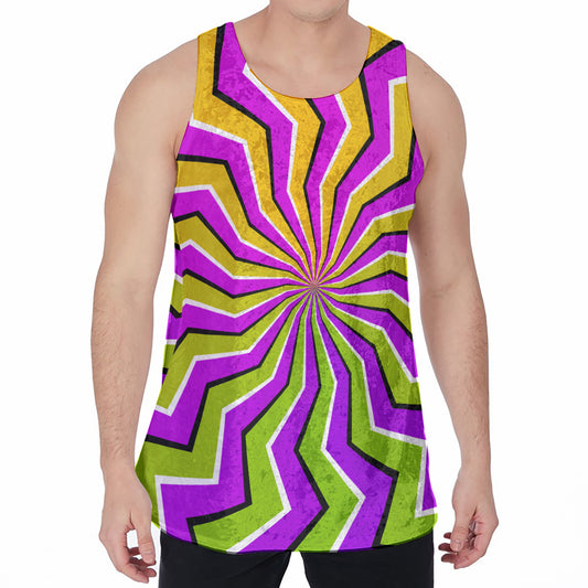Colorful Dizzy Moving Optical Illusion Men's Velvet Tank Top