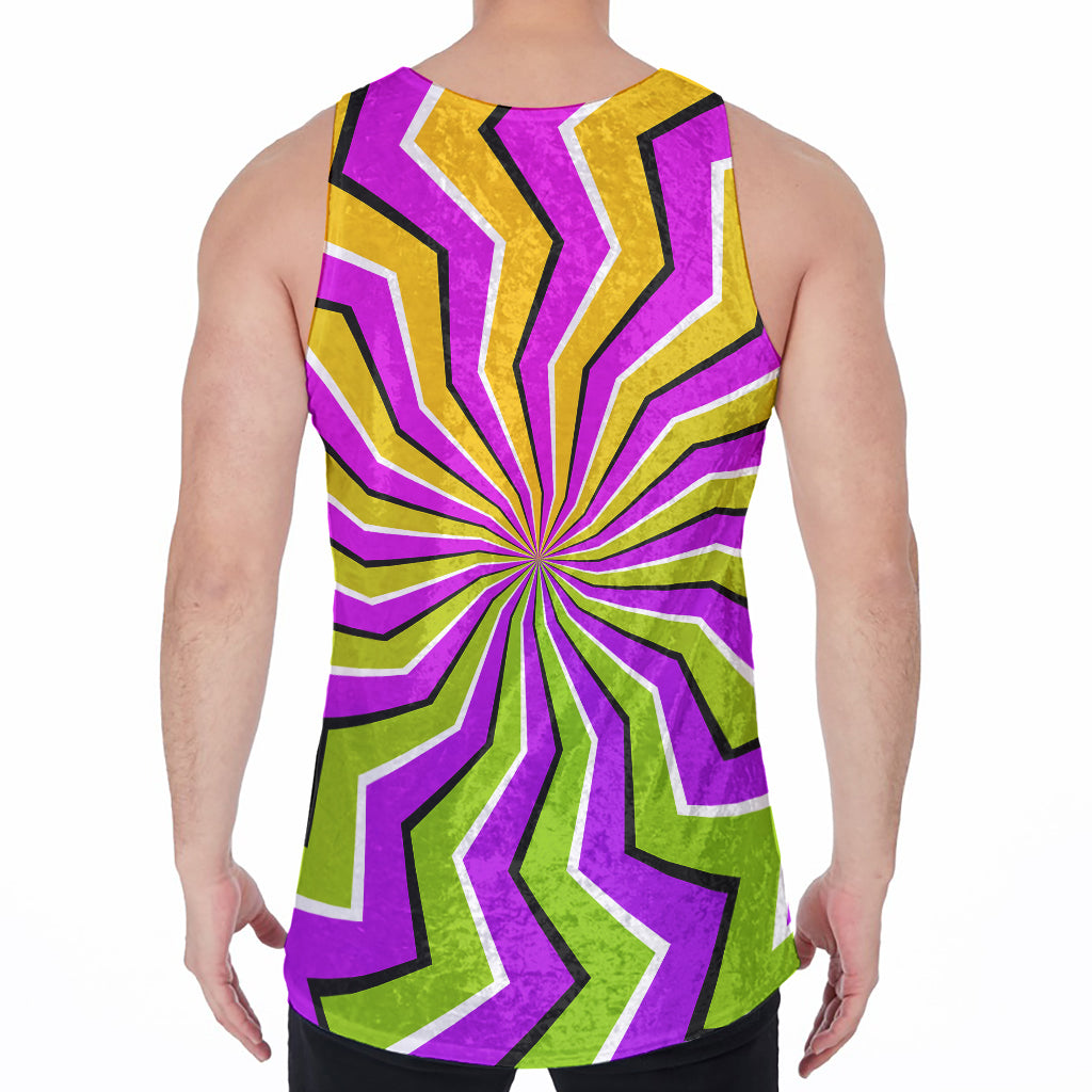 Colorful Dizzy Moving Optical Illusion Men's Velvet Tank Top