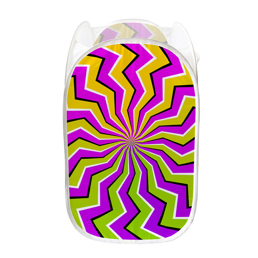 Colorful Dizzy Moving Optical Illusion Mesh Laundry Hamper
