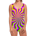 Colorful Dizzy Moving Optical Illusion One Piece Swimsuit