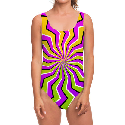 Colorful Dizzy Moving Optical Illusion One Piece Swimsuit