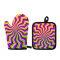 Colorful Dizzy Moving Optical Illusion Oven Mitt And Pot Holder Set