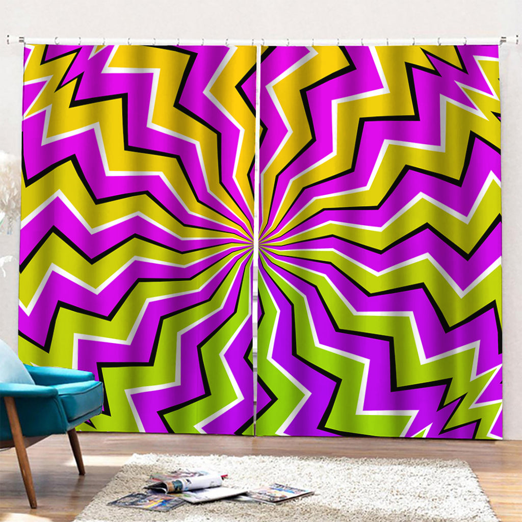 Colorful Dizzy Moving Optical Illusion Pencil Pleat Curtains