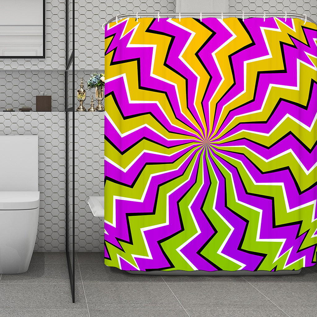 Colorful Dizzy Moving Optical Illusion Polyester Shower Curtain