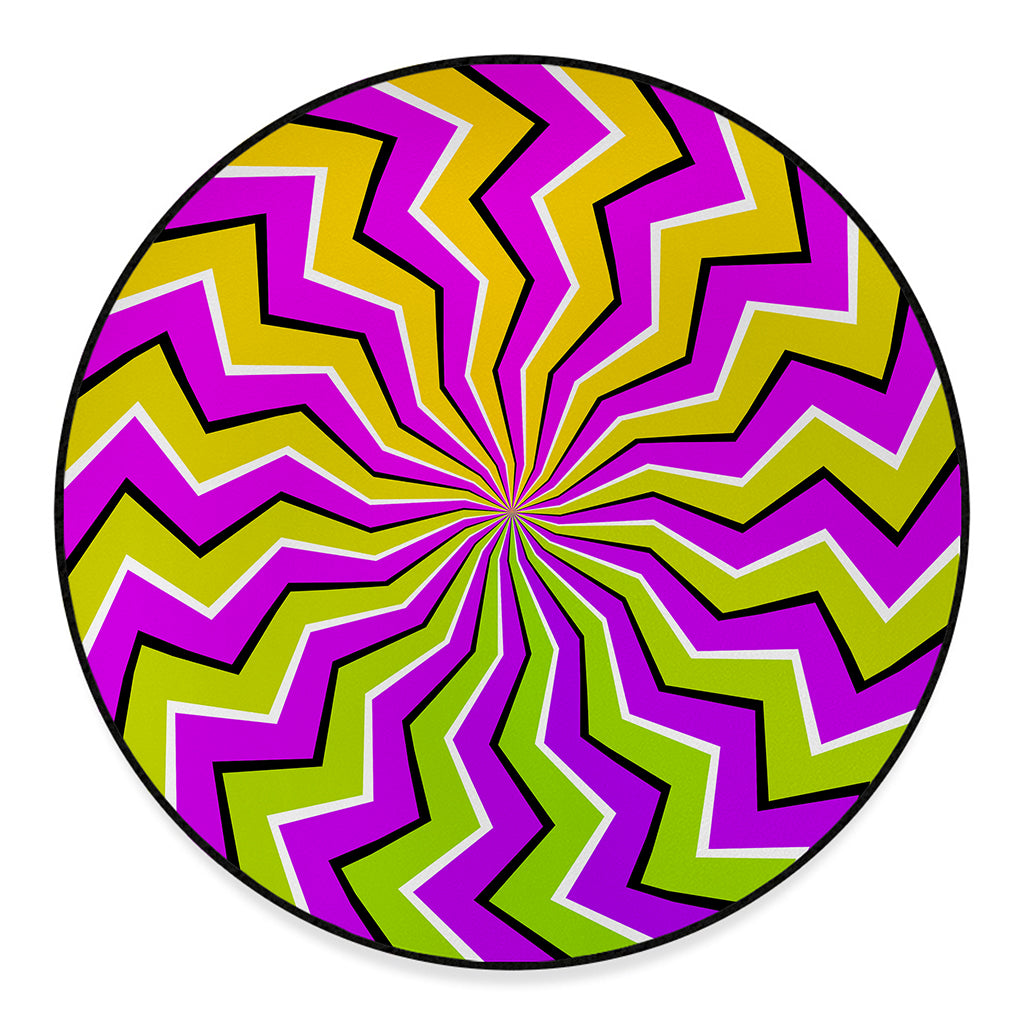 Colorful Dizzy Moving Optical Illusion Round Floor Mat