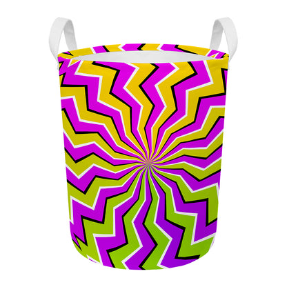 Colorful Dizzy Moving Optical Illusion Round Laundry Basket