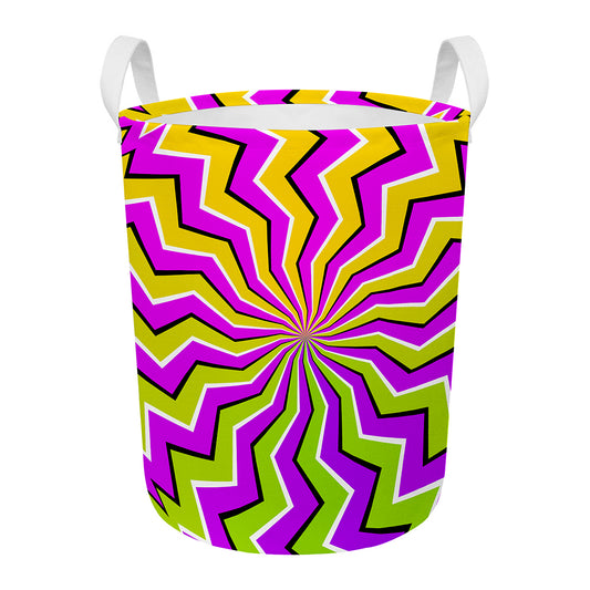 Colorful Dizzy Moving Optical Illusion Round Laundry Basket