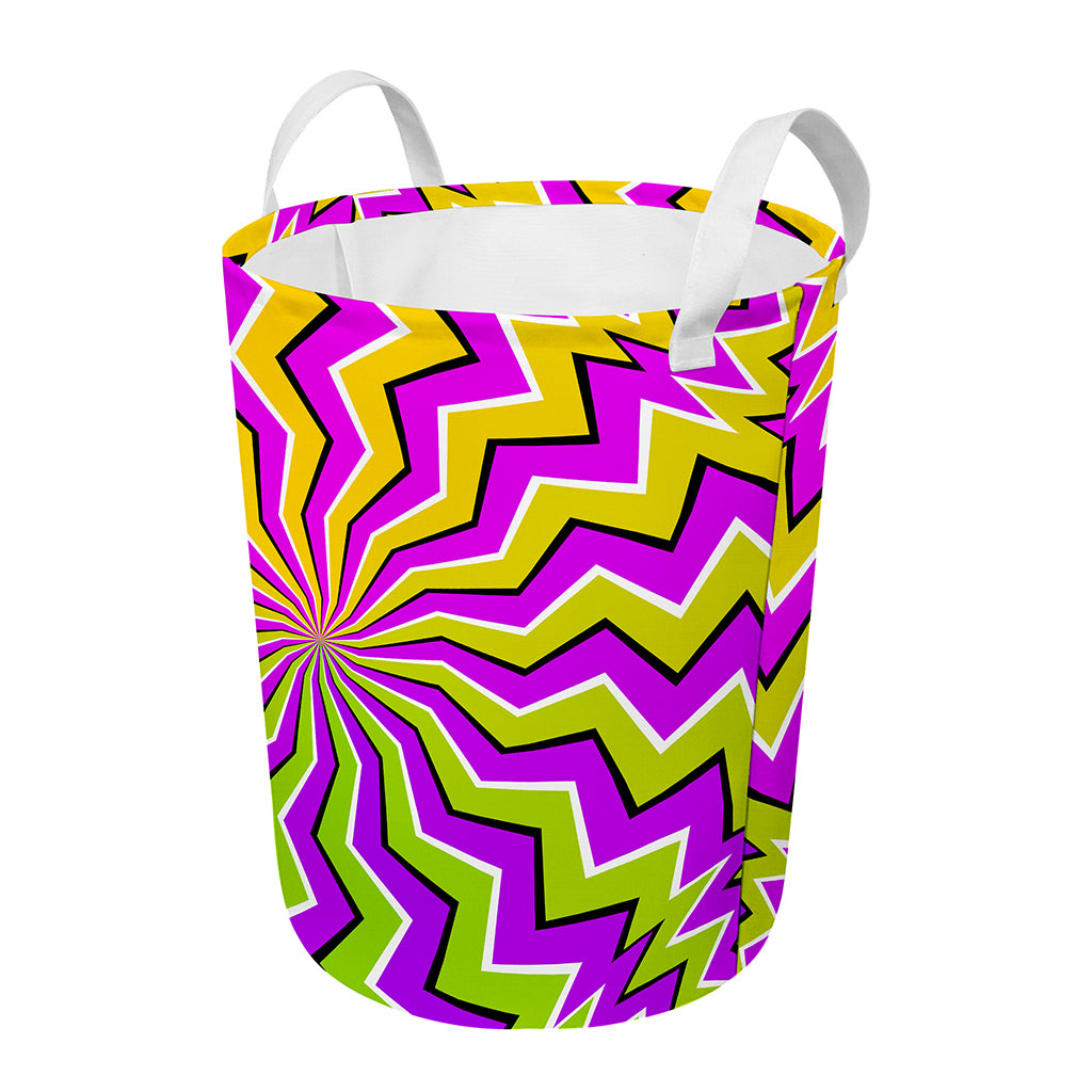 Colorful Dizzy Moving Optical Illusion Round Laundry Basket
